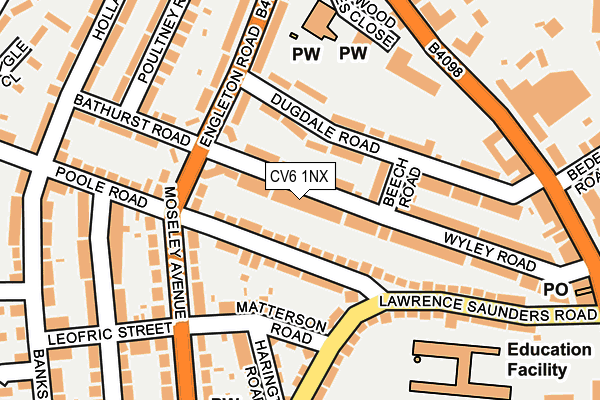 CV6 1NX map - OS OpenMap – Local (Ordnance Survey) CV6 1NX map - OS OpenMap – Local (Ordnance Survey)