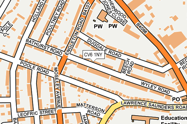 CV6 1NY map - OS OpenMap – Local (Ordnance Survey) CV6 1NY map - OS OpenMap – Local (Ordnance Survey)