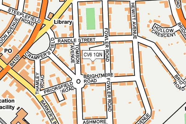 CV6 1QN map - OS OpenMap – Local (Ordnance Survey) CV6 1QN map - OS OpenMap – Local (Ordnance Survey)