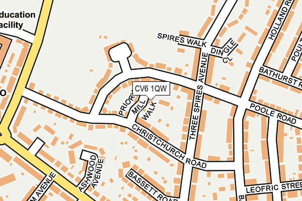 CV6 1QW map - OS OpenMap – Local (Ordnance Survey) CV6 1QW map - OS OpenMap – Local (Ordnance Survey)
