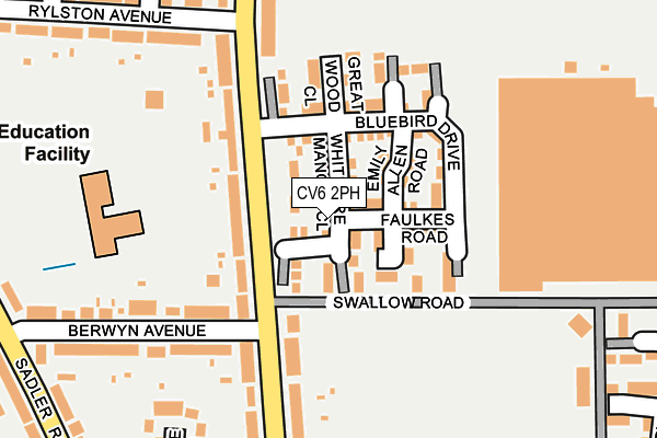 CV6 2PH map - OS OpenMap – Local (Ordnance Survey) CV6 2PH map - OS OpenMap – Local (Ordnance Survey)