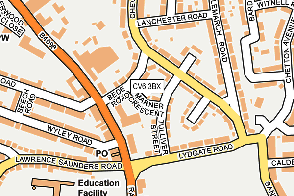 CV6 3BX map - OS OpenMap – Local (Ordnance Survey) CV6 3BX map - OS OpenMap – Local (Ordnance Survey)