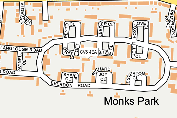 CV6 4EA map - OS OpenMap – Local (Ordnance Survey) CV6 4EA map - OS OpenMap – Local (Ordnance Survey)