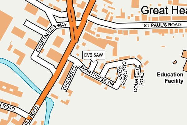 CV6 5AW map - OS OpenMap – Local (Ordnance Survey) CV6 5AW map - OS OpenMap – Local (Ordnance Survey)