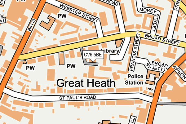 CV6 5BE map - OS OpenMap – Local (Ordnance Survey) CV6 5BE map - OS OpenMap – Local (Ordnance Survey)
