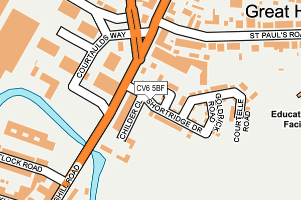 CV6 5BF map - OS OpenMap – Local (Ordnance Survey) CV6 5BF map - OS OpenMap – Local (Ordnance Survey)
