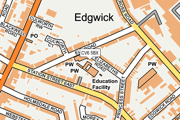 CV6 5BX map - OS OpenMap – Local (Ordnance Survey) CV6 5BX map - OS OpenMap – Local (Ordnance Survey)