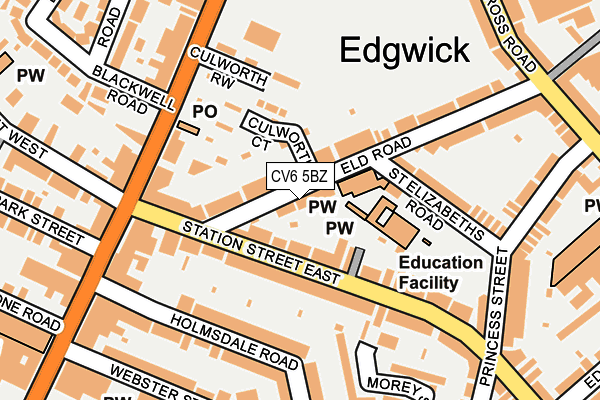 CV6 5BZ map - OS OpenMap – Local (Ordnance Survey) CV6 5BZ map - OS OpenMap – Local (Ordnance Survey)
