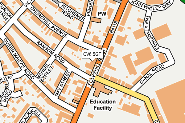 CV6 5GT map - OS OpenMap – Local (Ordnance Survey) CV6 5GT map - OS OpenMap – Local (Ordnance Survey)
