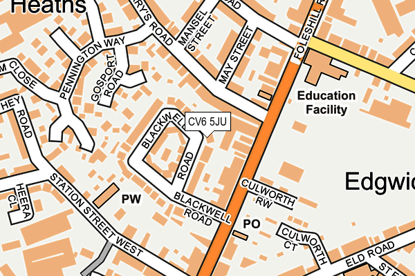 CV6 5JU map - OS OpenMap – Local (Ordnance Survey) CV6 5JU map - OS OpenMap – Local (Ordnance Survey)