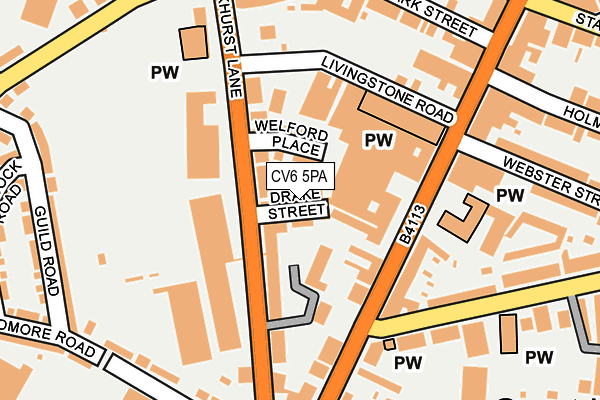 CV6 5PA map - OS OpenMap – Local (Ordnance Survey) CV6 5PA map - OS OpenMap – Local (Ordnance Survey)