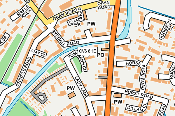 CV6 6HE map - OS OpenMap – Local (Ordnance Survey) CV6 6HE map - OS OpenMap – Local (Ordnance Survey)