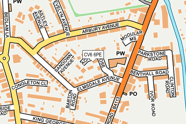 CV6 6PE map - OS OpenMap – Local (Ordnance Survey) CV6 6PE map - OS OpenMap – Local (Ordnance Survey)