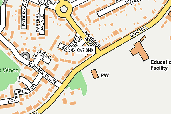 CV7 8NX map - OS OpenMap – Local (Ordnance Survey) CV7 8NX map - OS OpenMap – Local (Ordnance Survey)