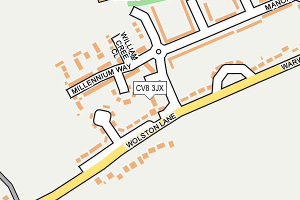 CV8 3JX map - OS OpenMap – Local (Ordnance Survey) CV8 3JX map - OS OpenMap – Local (Ordnance Survey)