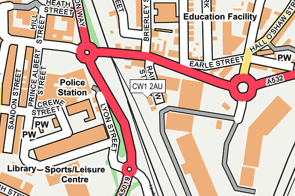 CW1 2AU map - OS OpenMap – Local (Ordnance Survey) CW1 2AU map - OS OpenMap – Local (Ordnance Survey)
