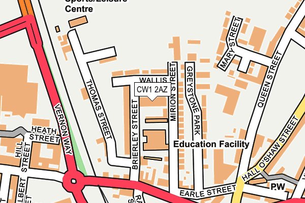 CW1 2AZ map - OS OpenMap – Local (Ordnance Survey) CW1 2AZ map - OS OpenMap – Local (Ordnance Survey)