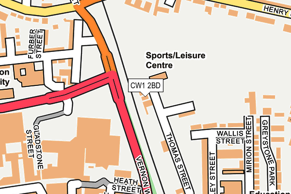 CW1 2BD map - OS OpenMap – Local (Ordnance Survey) CW1 2BD map - OS OpenMap – Local (Ordnance Survey)