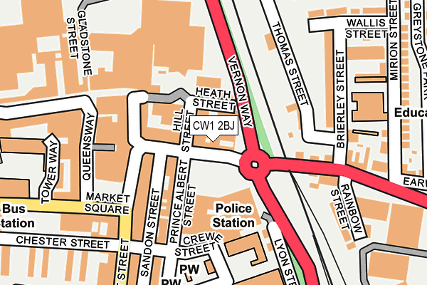 CW1 2BJ map - OS OpenMap – Local (Ordnance Survey) CW1 2BJ map - OS OpenMap – Local (Ordnance Survey)
