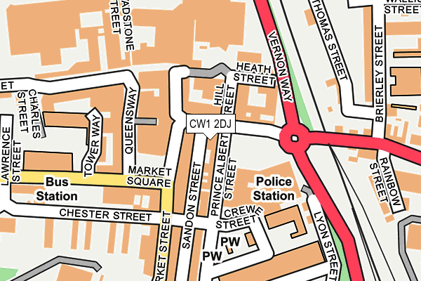 CW1 2DJ map - OS OpenMap – Local (Ordnance Survey) CW1 2DJ map - OS OpenMap – Local (Ordnance Survey)