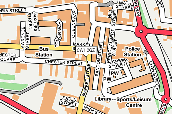 CW1 2GZ map - OS OpenMap – Local (Ordnance Survey) CW1 2GZ map - OS OpenMap – Local (Ordnance Survey)