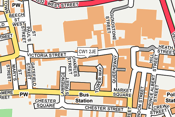 CW1 2JE map - OS OpenMap – Local (Ordnance Survey) CW1 2JE map - OS OpenMap – Local (Ordnance Survey)