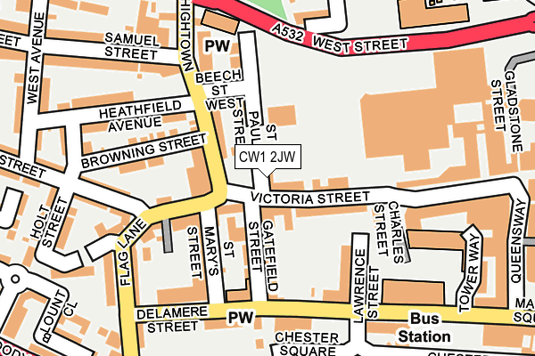 CW1 2JW map - OS OpenMap – Local (Ordnance Survey) CW1 2JW map - OS OpenMap – Local (Ordnance Survey)