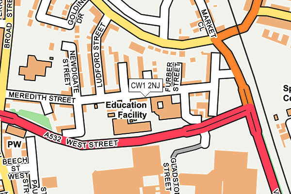 CW1 2NJ map - OS OpenMap – Local (Ordnance Survey) CW1 2NJ map - OS OpenMap – Local (Ordnance Survey)