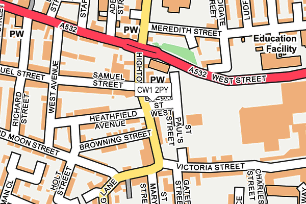 CW1 2PY map - OS OpenMap – Local (Ordnance Survey) CW1 2PY map - OS OpenMap – Local (Ordnance Survey)