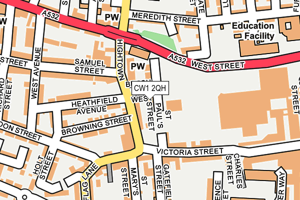 CW1 2QH map - OS OpenMap – Local (Ordnance Survey) CW1 2QH map - OS OpenMap – Local (Ordnance Survey)