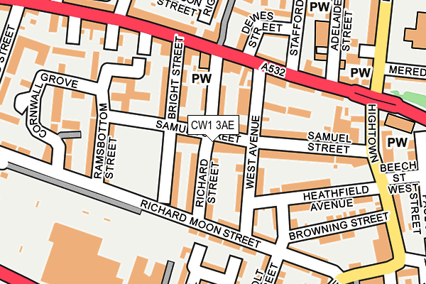 CW1 3AE map - OS OpenMap – Local (Ordnance Survey) CW1 3AE map - OS OpenMap – Local (Ordnance Survey)