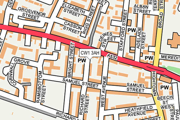 CW1 3AH map - OS OpenMap – Local (Ordnance Survey) CW1 3AH map - OS OpenMap – Local (Ordnance Survey)