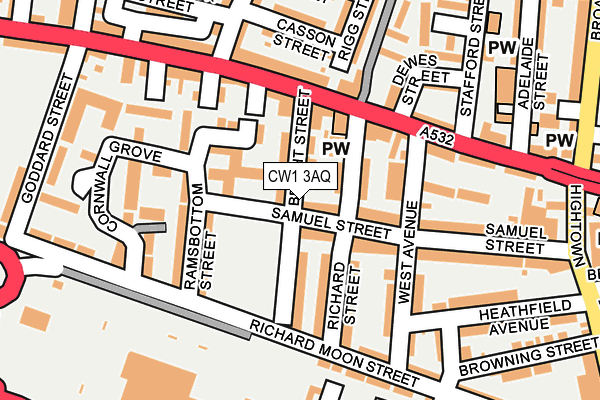 CW1 3AQ map - OS OpenMap – Local (Ordnance Survey) CW1 3AQ map - OS OpenMap – Local (Ordnance Survey)