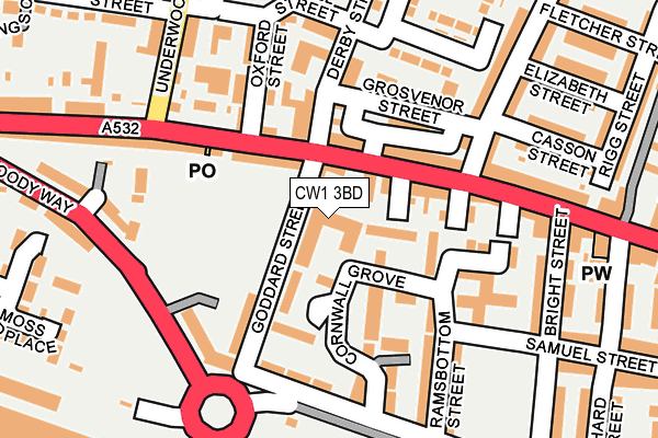 CW1 3BD map - OS OpenMap – Local (Ordnance Survey) CW1 3BD map - OS OpenMap – Local (Ordnance Survey)