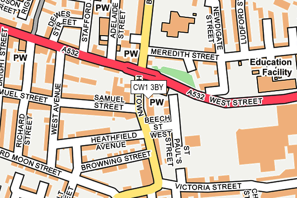 CW1 3BY map - OS OpenMap – Local (Ordnance Survey) CW1 3BY map - OS OpenMap – Local (Ordnance Survey)