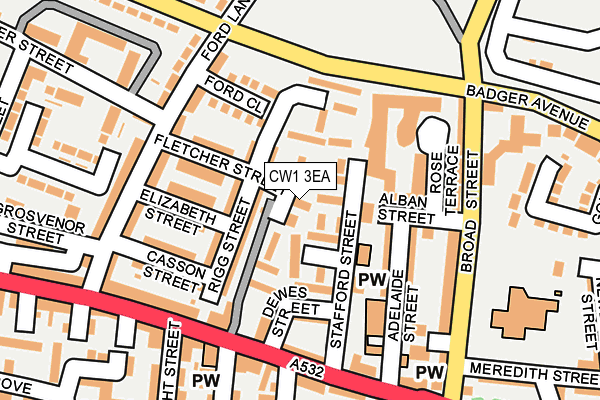CW1 3EA map - OS OpenMap – Local (Ordnance Survey) CW1 3EA map - OS OpenMap – Local (Ordnance Survey)