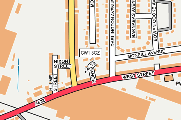 CW1 3GZ map - OS OpenMap – Local (Ordnance Survey) CW1 3GZ map - OS OpenMap – Local (Ordnance Survey)