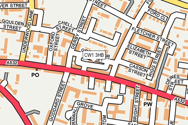 CW1 3HB map - OS OpenMap – Local (Ordnance Survey) CW1 3HB map - OS OpenMap – Local (Ordnance Survey)