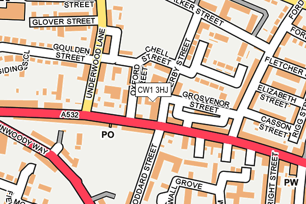 CW1 3HJ map - OS OpenMap – Local (Ordnance Survey) CW1 3HJ map - OS OpenMap – Local (Ordnance Survey)
