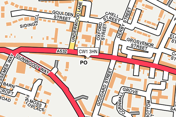 CW1 3HN map - OS OpenMap – Local (Ordnance Survey) CW1 3HN map - OS OpenMap – Local (Ordnance Survey)
