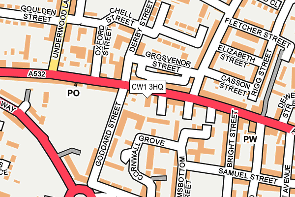 CW1 3HQ map - OS OpenMap – Local (Ordnance Survey) CW1 3HQ map - OS OpenMap – Local (Ordnance Survey)
