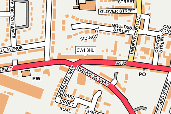 CW1 3HU map - OS OpenMap – Local (Ordnance Survey) CW1 3HU map - OS OpenMap – Local (Ordnance Survey)