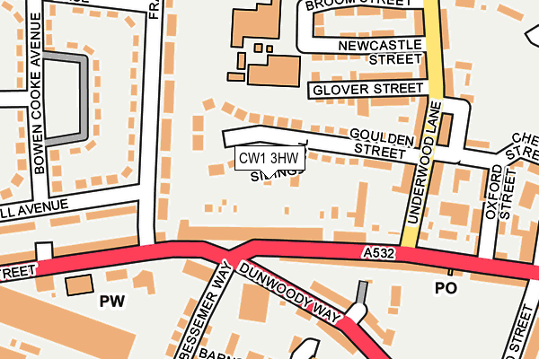CW1 3HW map - OS OpenMap – Local (Ordnance Survey) CW1 3HW map - OS OpenMap – Local (Ordnance Survey)