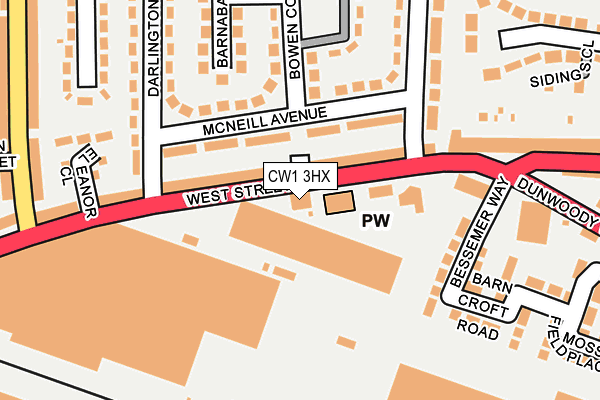 CW1 3HX map - OS OpenMap – Local (Ordnance Survey) CW1 3HX map - OS OpenMap – Local (Ordnance Survey)