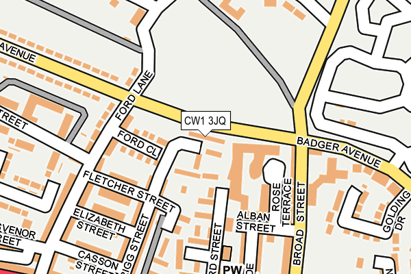 CW1 3JQ map - OS OpenMap – Local (Ordnance Survey) CW1 3JQ map - OS OpenMap – Local (Ordnance Survey)