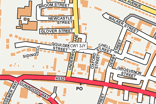 CW1 3JY map - OS OpenMap – Local (Ordnance Survey) CW1 3JY map - OS OpenMap – Local (Ordnance Survey)