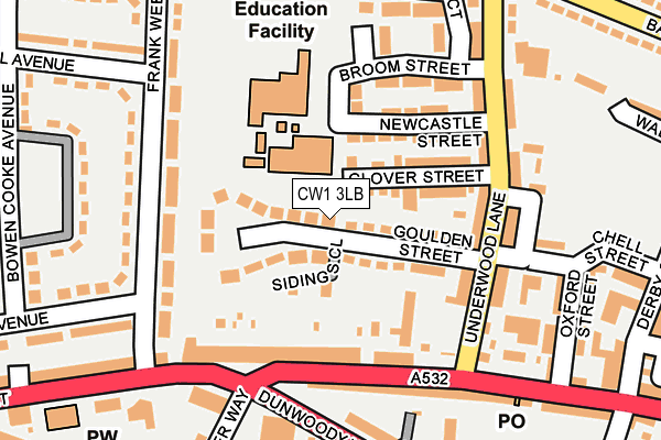 CW1 3LB map - OS OpenMap – Local (Ordnance Survey) CW1 3LB map - OS OpenMap – Local (Ordnance Survey)