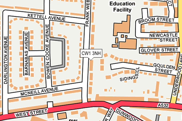 CW1 3NH map - OS OpenMap – Local (Ordnance Survey) CW1 3NH map - OS OpenMap – Local (Ordnance Survey)
