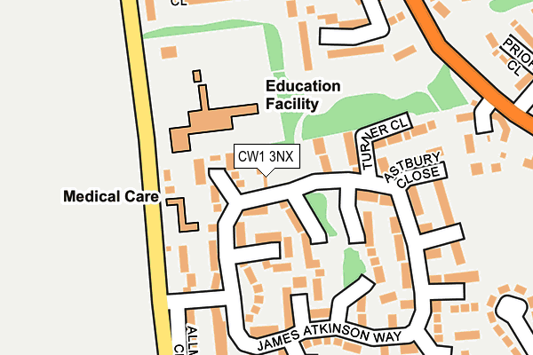 CW1 3NX map - OS OpenMap – Local (Ordnance Survey) CW1 3NX map - OS OpenMap – Local (Ordnance Survey)
