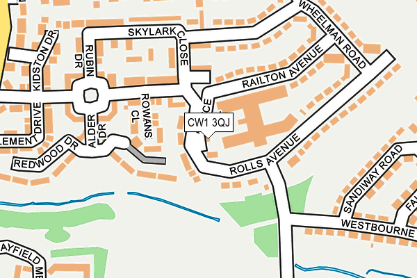 CW1 3QJ map - OS OpenMap – Local (Ordnance Survey) CW1 3QJ map - OS OpenMap – Local (Ordnance Survey)